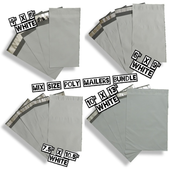 Other - 60 White Mix Size Poly Mailers Bundle (15 ea)